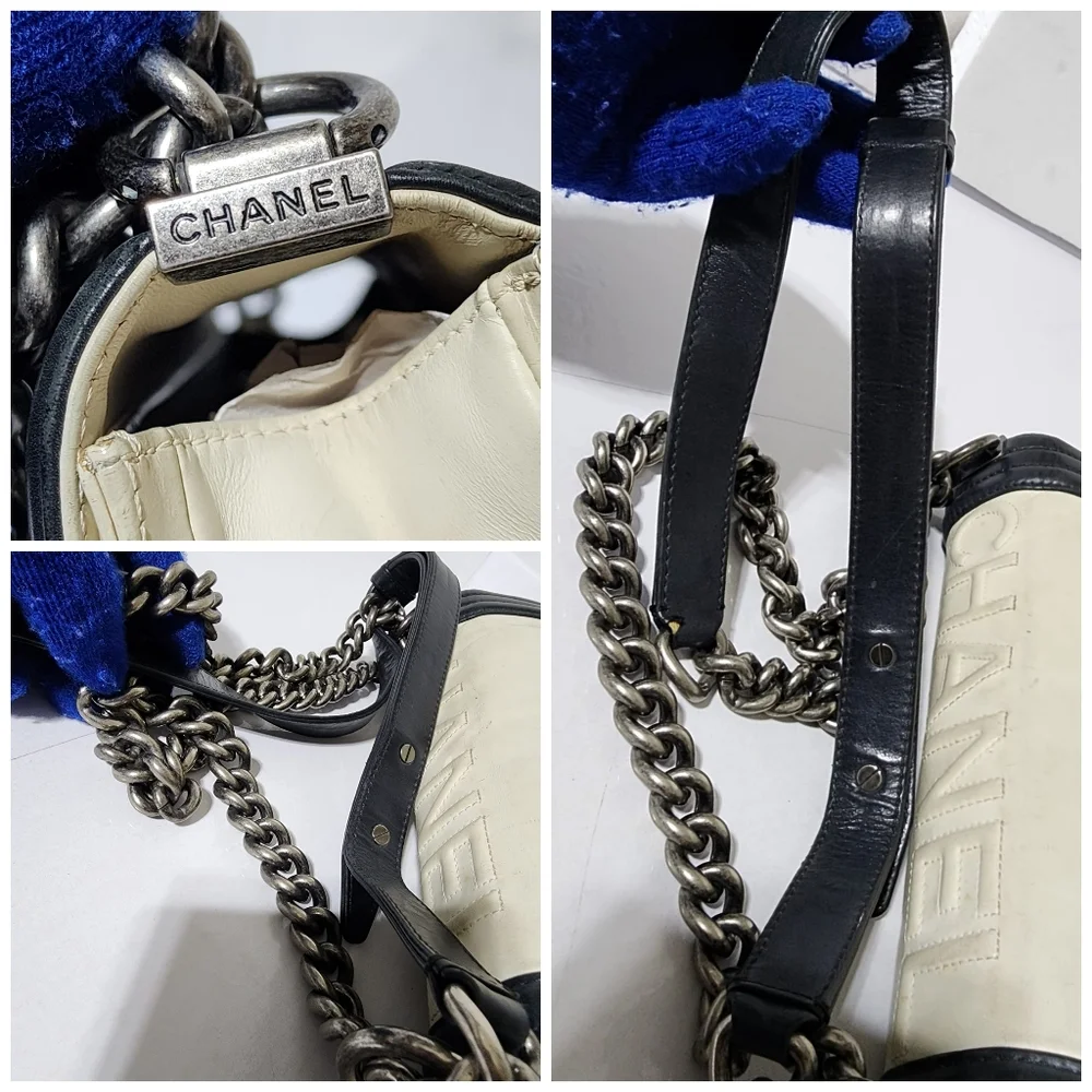 Chanel Medium Clasp Boy Bag Cream/Black - Picture 12 of 16